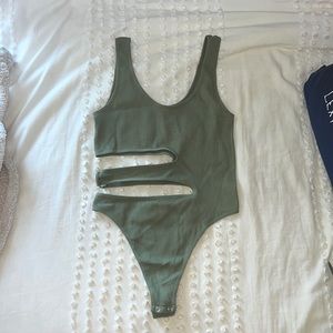 Mystique Boutique sage green cut out body suit